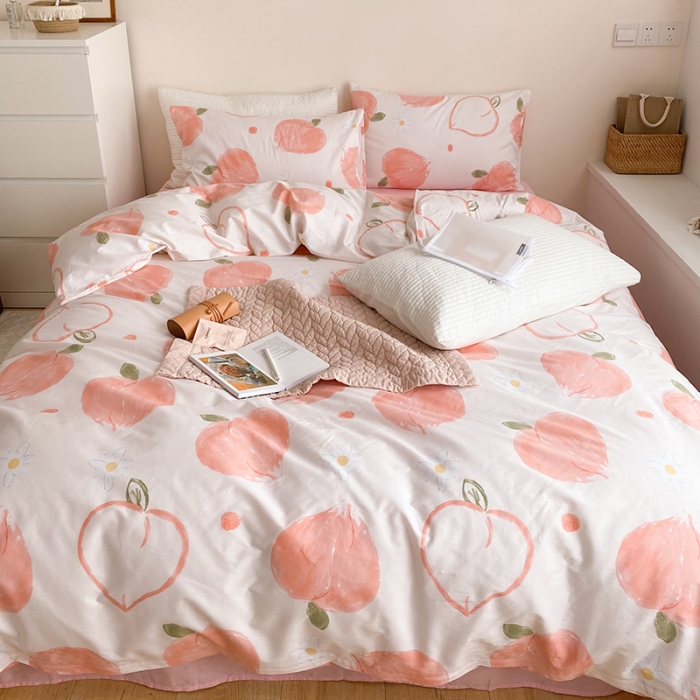 91家纺网 家纺一手货源 找家纺 2021窝米秋冬新品13070全棉四件套 桃桃子