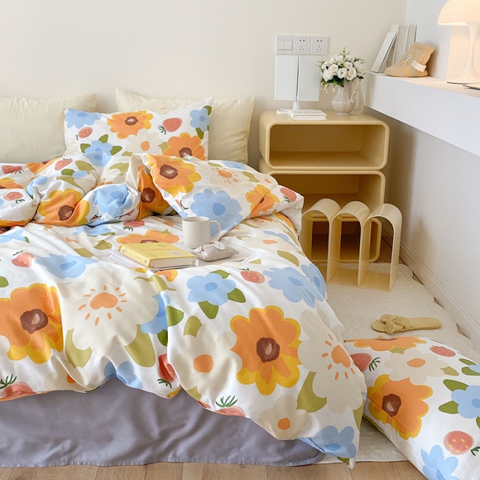 91家纺网 家纺一手货源 找家纺 2021窝米秋冬新品13070全棉四件套 太阳花