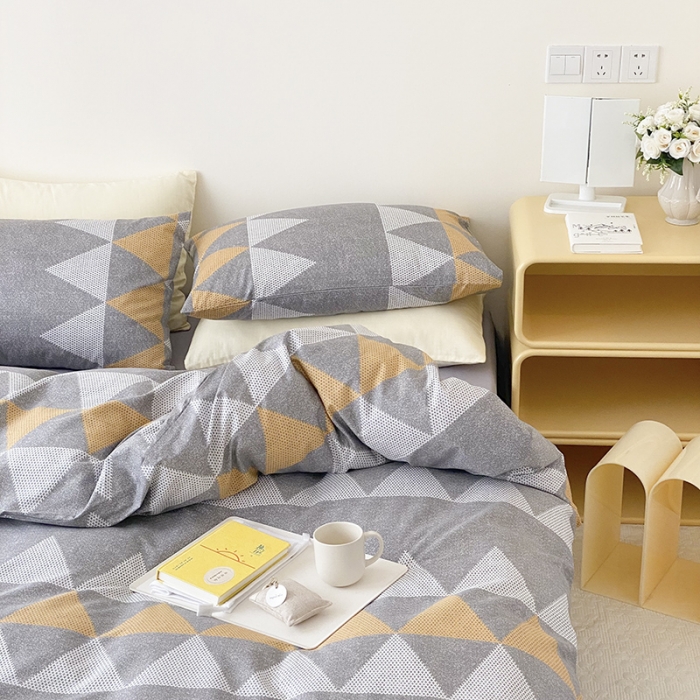 91家纺网 家纺一手货源 找家纺 2021窝米秋冬新品13070全棉四件套 心意灰