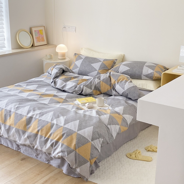 91家纺网 家纺一手货源 找家纺 2021窝米秋冬新品13070全棉四件套 心意灰