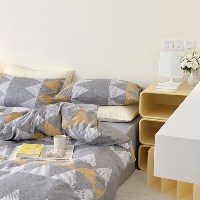 91家纺网 家纺一手货源 找家纺 2021窝米秋冬新品13070全棉四件套 心意灰