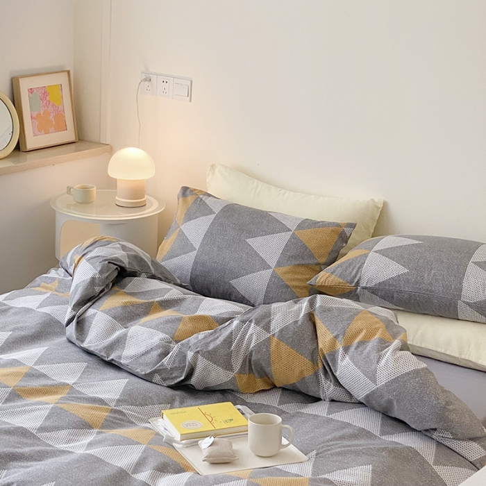 91家纺网 家纺一手货源 找家纺 2021窝米秋冬新品13070全棉四件套 心意灰