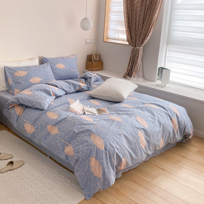 91家纺网 家纺一手货源 找家纺 2021窝米秋冬新品13070全棉四件套 叶语