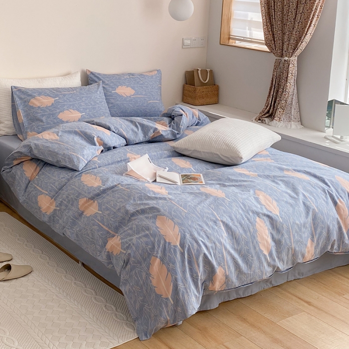 91家纺网 家纺一手货源 找家纺 2021窝米秋冬新品13070全棉四件套 叶语