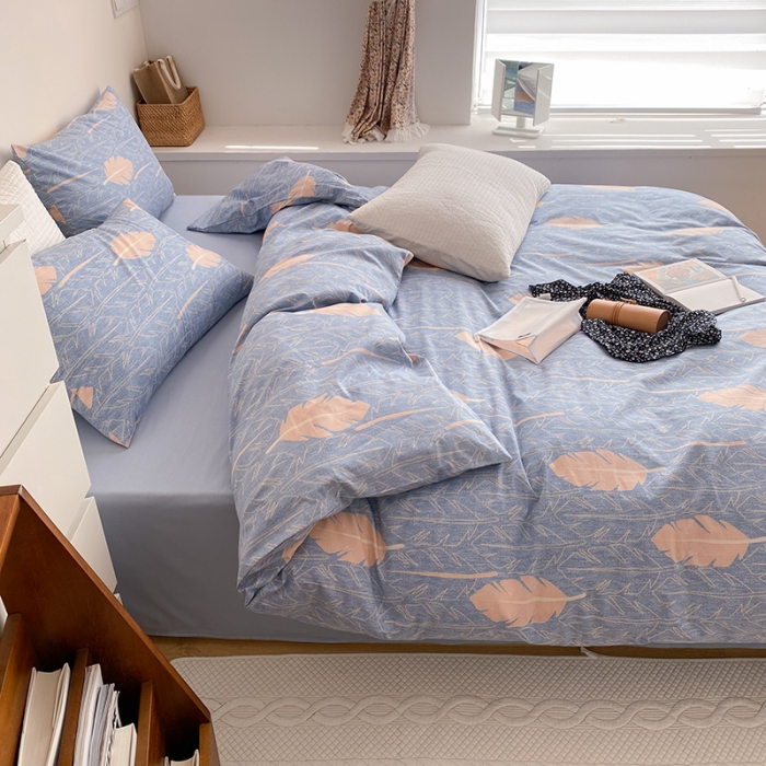 91家纺网 家纺一手货源 找家纺 2021窝米秋冬新品13070全棉四件套 叶语