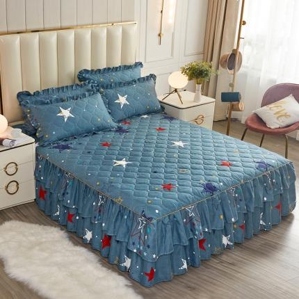 91家纺网 家纺一手货源 找家纺 （总）2021新款韩版夹棉床裙三件套