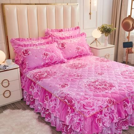 91家纺网 家纺一手货源 找家纺 （总）2021新款韩版夹棉床裙三件套