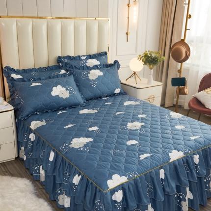 91家纺网 家纺一手货源 找家纺 （总）2021新款韩版夹棉床裙三件套