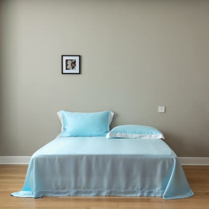 91家纺网 家纺一手货源 找家纺 傲蕾正宗60支兰精天丝纯色床单枕套三件套单品宽边枕套床笠款