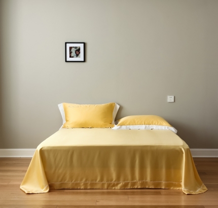 91家纺网 家纺一手货源 找家纺 傲蕾正宗60支兰精天丝纯色床单枕套三件套单品宽边枕套床笠款