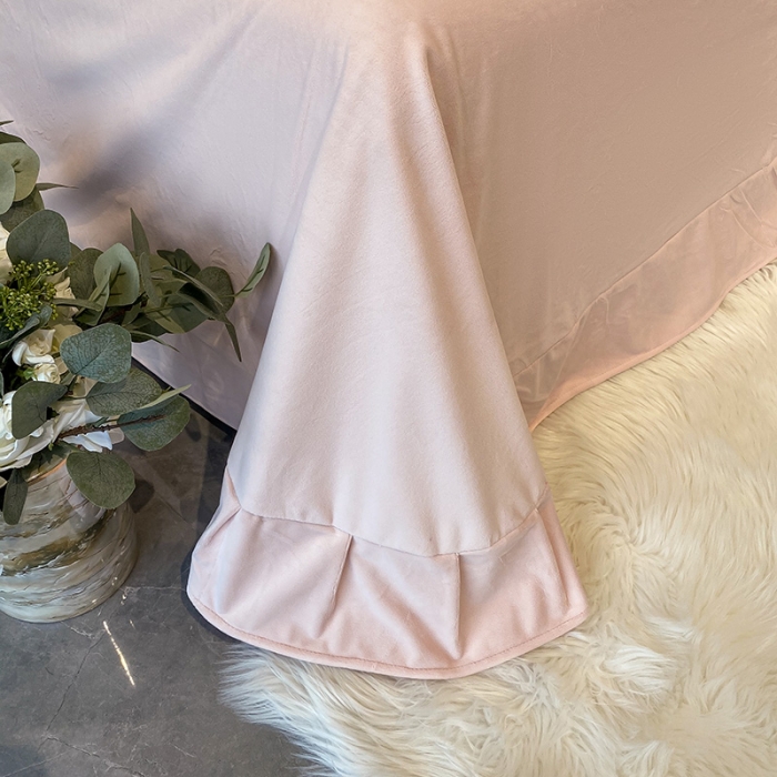 91家纺网 家纺一手货源 找家纺 澳梵 2021【艾利克斯】婴儿绒轻奢风刺绣四件套 艾利克斯-粉