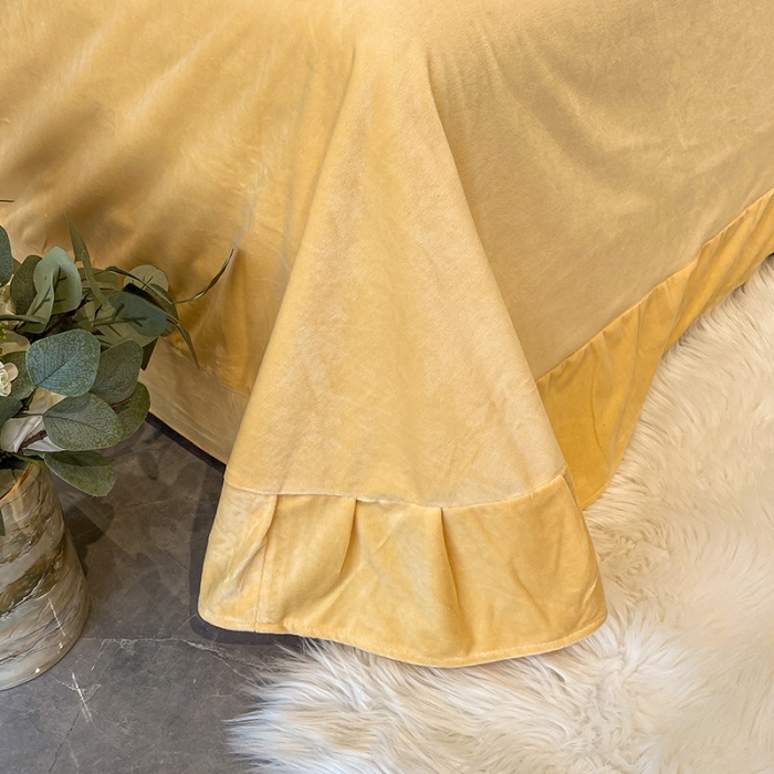 91家纺网 家纺一手货源 找家纺 澳梵 2021【艾利克斯】婴儿绒轻奢风刺绣四件套 艾利克斯-黄