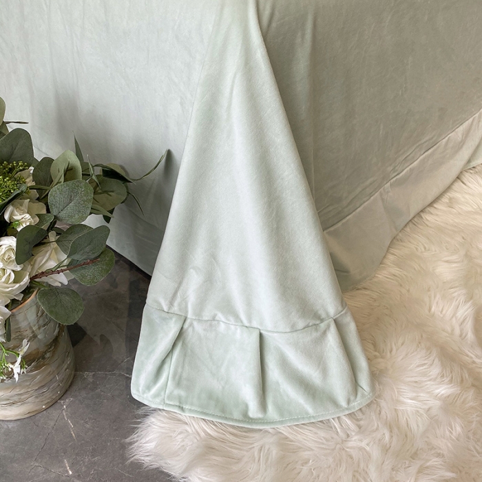 91家纺网 家纺一手货源 找家纺 澳梵 2021【艾利克斯】婴儿绒轻奢风刺绣四件套 艾利克斯-水绿