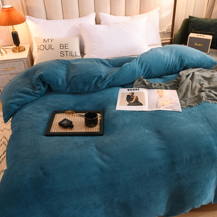 91家纺网 家纺一手货源 找家纺 甜之梦 2025牛奶绒纯色拼色单品四件套被套（可定制尺寸）宝石蓝