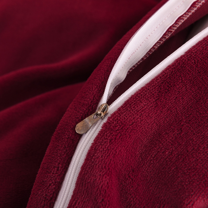 91家纺网 家纺一手货源 找家纺 甜之梦 2025牛奶绒纯色拼色单品四件套被套（可定制尺寸）洋酒红