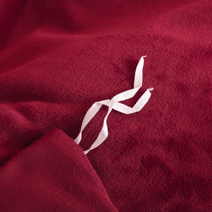 91家纺网 家纺一手货源 找家纺 甜之梦 2025牛奶绒纯色拼色单品四件套被套（可定制尺寸）洋酒红