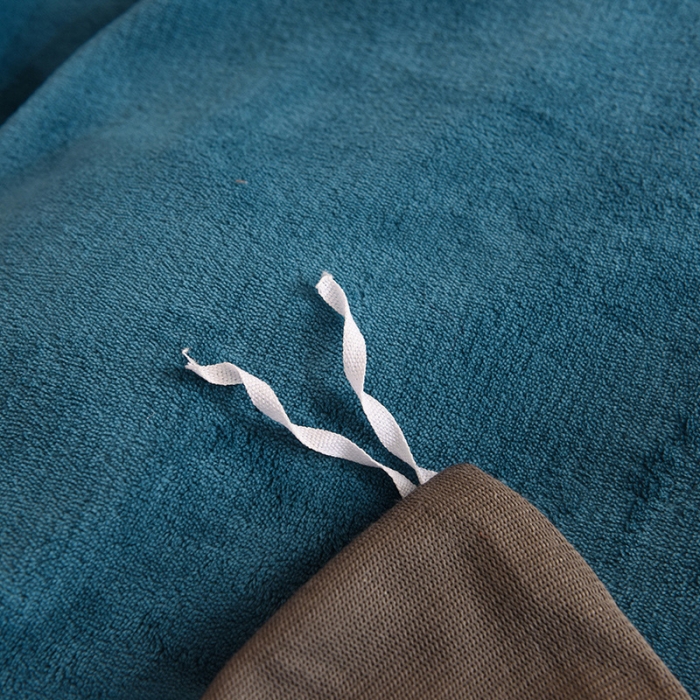 91家纺网 家纺一手货源 找家纺 甜之梦 2025牛奶绒纯色拼色单品四件套被套（可定制尺寸）宝石蓝＋深灰