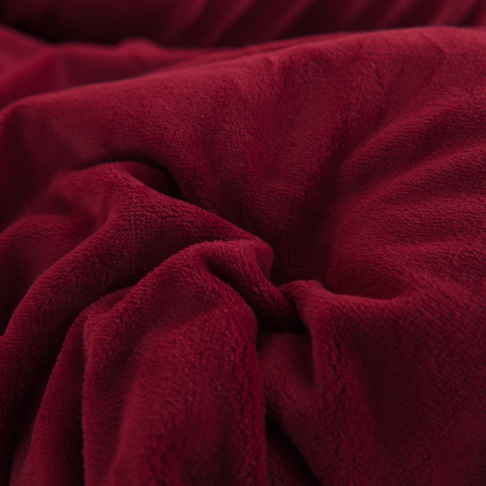 91家纺网 家纺一手货源 找家纺 甜之梦 2025牛奶绒纯色拼色单品四件套被套（可定制尺寸）洋酒红＋奶茶咖