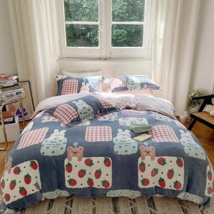 91家纺网 家纺一手货源 找家纺 （总）柚子  2021新款牛奶绒印花四件套