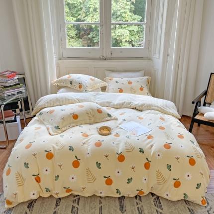 91家纺网 家纺一手货源 找家纺 （总）柚子  2021新款牛奶绒印花四件套