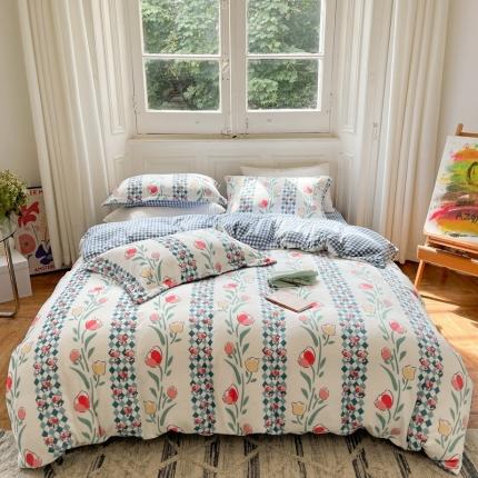 91家纺网 家纺一手货源 找家纺 （总）柚子  2021新款牛奶绒印花四件套