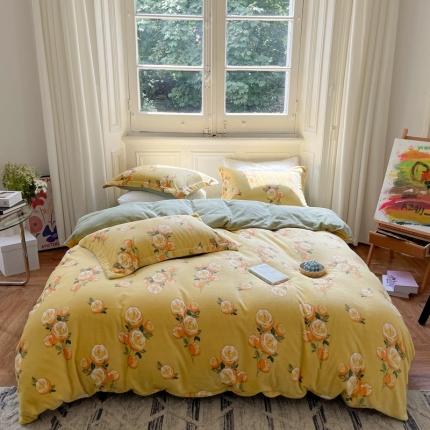 91家纺网 家纺一手货源 找家纺 （总）柚子  2021新款牛奶绒印花四件套