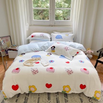 91家纺网 家纺一手货源 找家纺 （总）柚子  2021新款牛奶绒印花四件套