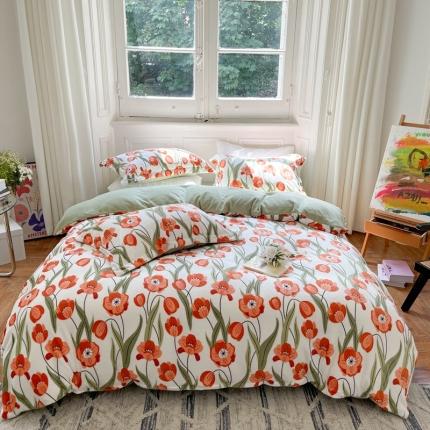 91家纺网 家纺一手货源 找家纺 （总）柚子  2021新款牛奶绒印花四件套