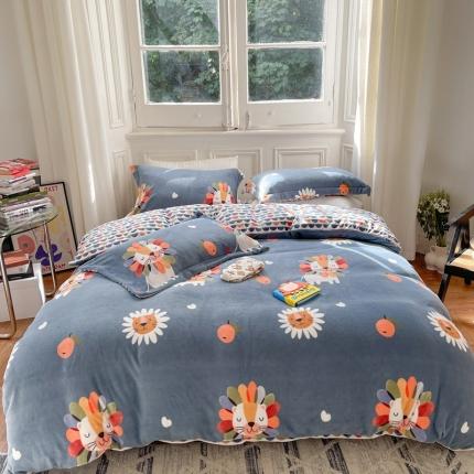 91家纺网 家纺一手货源 找家纺 （总）柚子  2021新款牛奶绒印花四件套