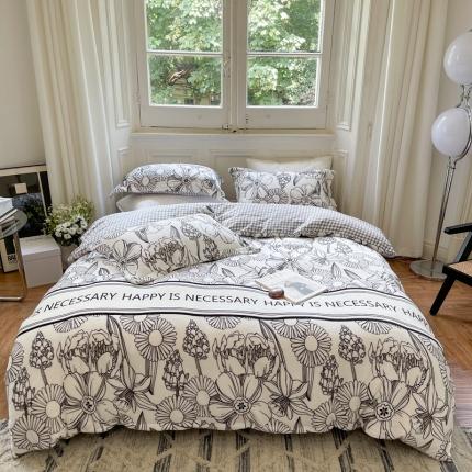 91家纺网 家纺一手货源 找家纺 （总）柚子  2021新款牛奶绒印花四件套