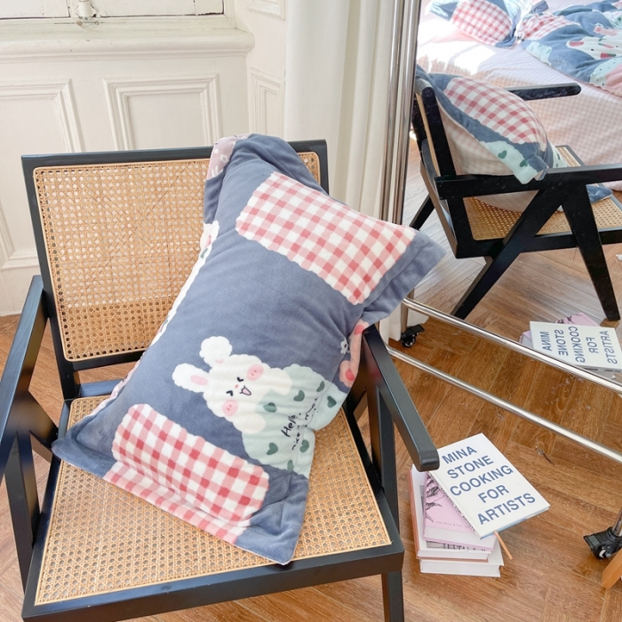 91家纺网 家纺一手货源 找家纺 柚子  2021新款牛奶绒印花四件套 布丁兔