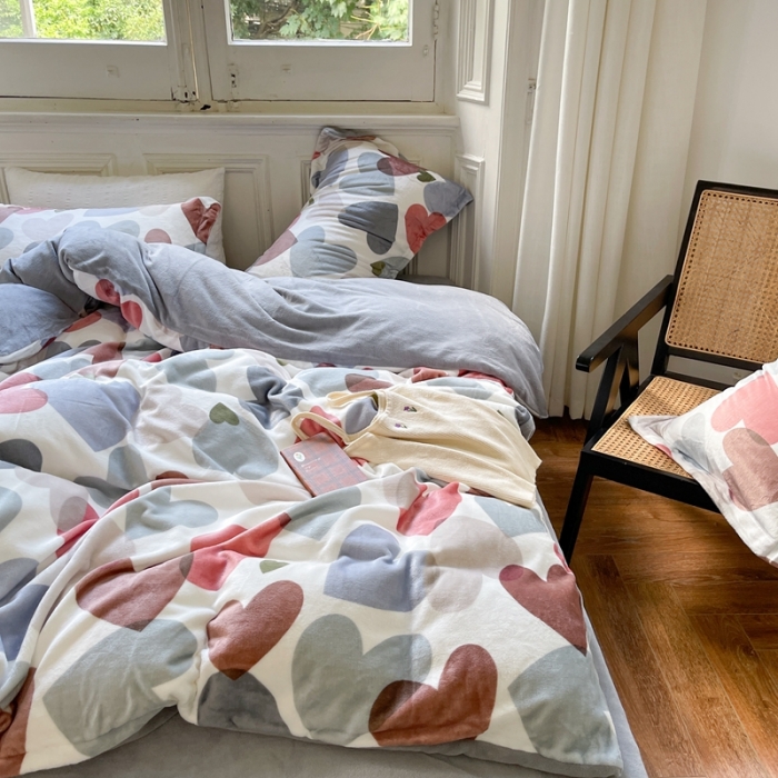 91家纺网 家纺一手货源 找家纺 柚子  2021新款牛奶绒印花四件套 采薇