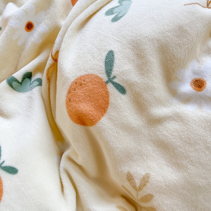 91家纺网 家纺一手货源 找家纺 柚子  2021新款牛奶绒印花四件套 橙子多多