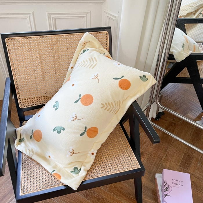 91家纺网 家纺一手货源 找家纺 柚子  2021新款牛奶绒印花四件套 橙子多多