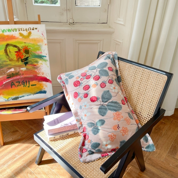 91家纺网 家纺一手货源 找家纺 柚子  2021新款牛奶绒印花四件套 花时