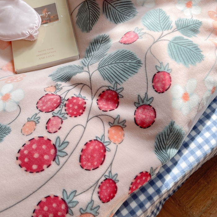 91家纺网 家纺一手货源 找家纺 柚子  2021新款牛奶绒印花四件套 花时