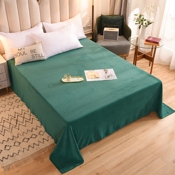 91家纺网 家纺一手货源 找家纺 甜之梦2025牛奶绒纯色拼色单品四件套床单（可定制尺寸）墨绿