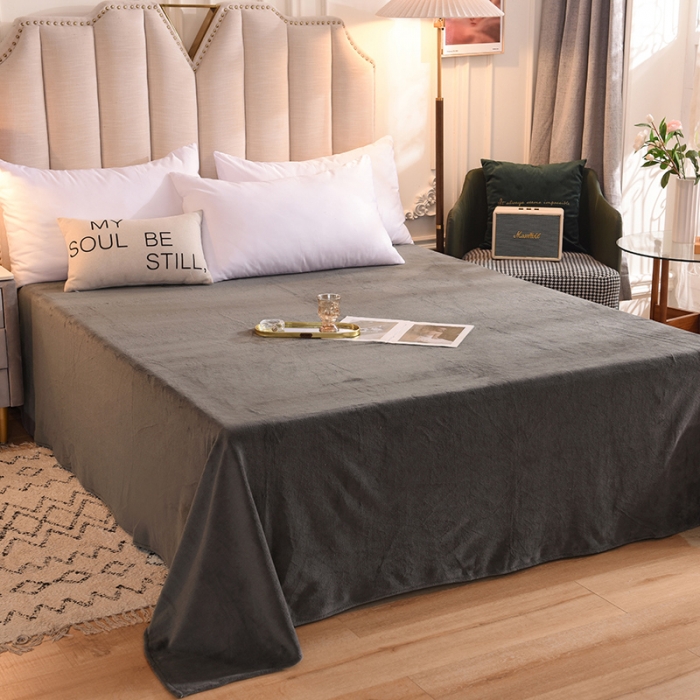 91家纺网 家纺一手货源 找家纺 甜之梦 2025牛奶绒纯色拼色单品四件套床单（可定制尺寸）深灰