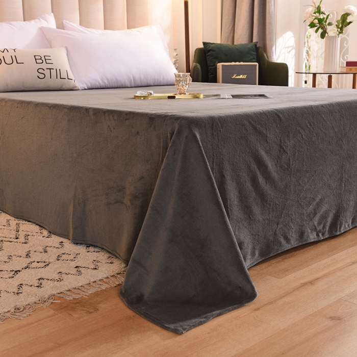 91家纺网 家纺一手货源 找家纺 甜之梦 2025牛奶绒纯色拼色单品四件套床单（可定制尺寸）深灰