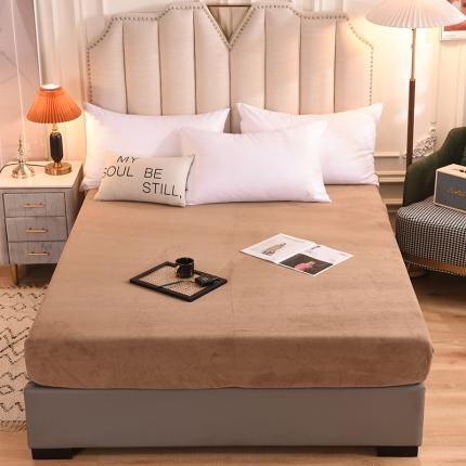 91家纺网 家纺一手货源 找家纺 甜之梦 2025牛奶绒纯色拼色单品四件套床笠（可定制尺寸）奶茶咖