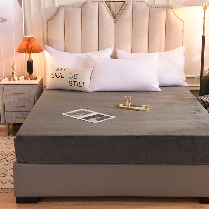 91家纺网 家纺一手货源 找家纺 甜之梦2025牛奶绒纯色拼色单品四件套床笠（可定制尺寸）深灰