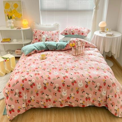 91家纺网 家纺一手货源 找家纺 （总）金爱家 2021新款牛奶绒暖边四件套