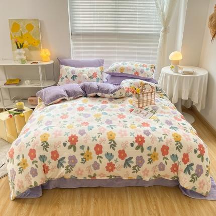 91家纺网 家纺一手货源 找家纺 （总）金爱家 2021新款牛奶绒暖边四件套