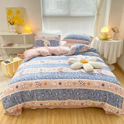 91家纺网 家纺一手货源 找家纺 （总）金爱家 2021新款牛奶绒暖边四件套