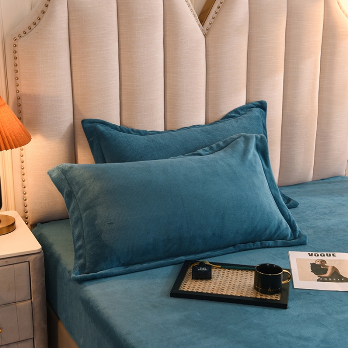 91家纺网 家纺一手货源 找家纺 甜之梦 2025新款牛奶绒单品枕套一对宝石蓝
