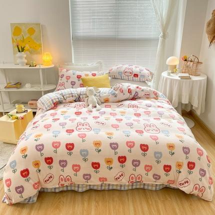 91家纺网 家纺一手货源 找家纺 （总）金爱家 2021新款牛奶绒暖边四件套