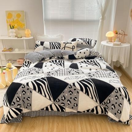 91家纺网 家纺一手货源 找家纺 （总）金爱家 2021新款牛奶绒暖边四件套