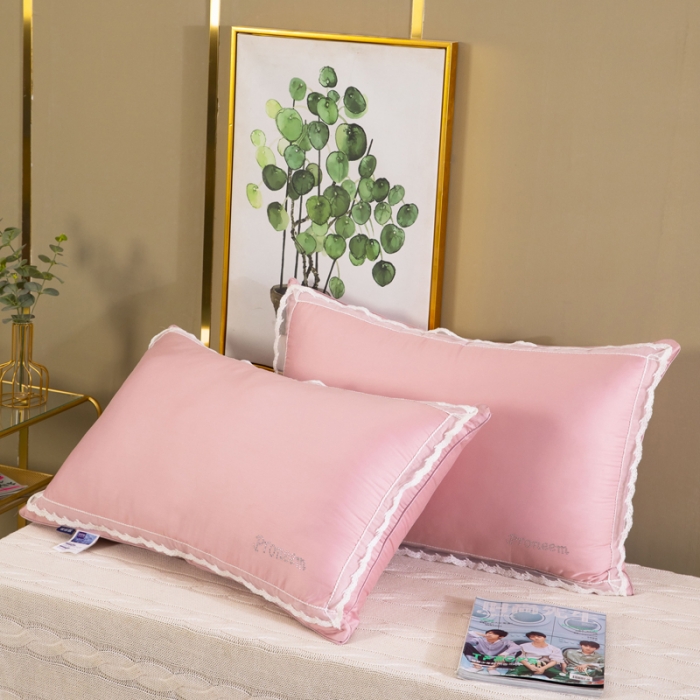 91家纺网 家纺一手货源 找家纺 (总)枕之坊 2021新款玻尿酸蕾丝水钻羽丝枕48×74cm