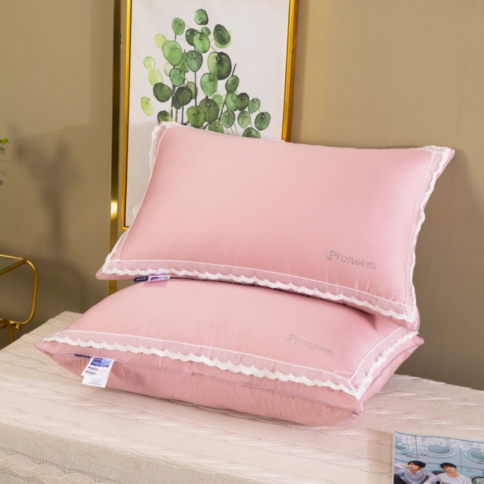 91家纺网 家纺一手货源 找家纺 (总)枕之坊 2021新款玻尿酸蕾丝水钻羽丝枕48×74cm