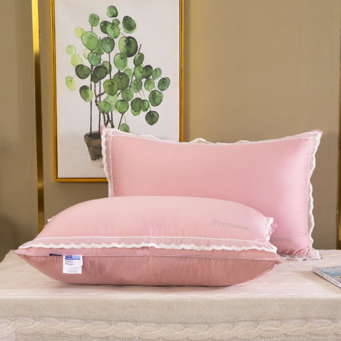 91家纺网 家纺一手货源 找家纺 (总)枕之坊 2021新款玻尿酸蕾丝水钻羽丝枕48×74cm